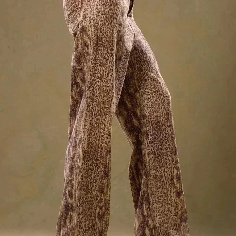 Multicolor Casual Women's Low Rise Snakeskin Denim Trousers - Picture 5 of 6